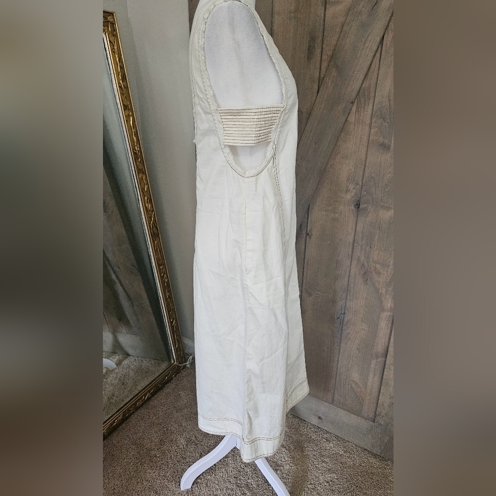 NWT Anthropologie Pilcro Cotton Midi Dress XS Ivory Utility Pinafore Dress. - Picture 12 of 15